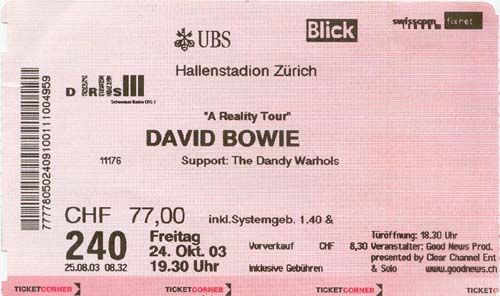 David Bowie - Hallenstadion Zrich