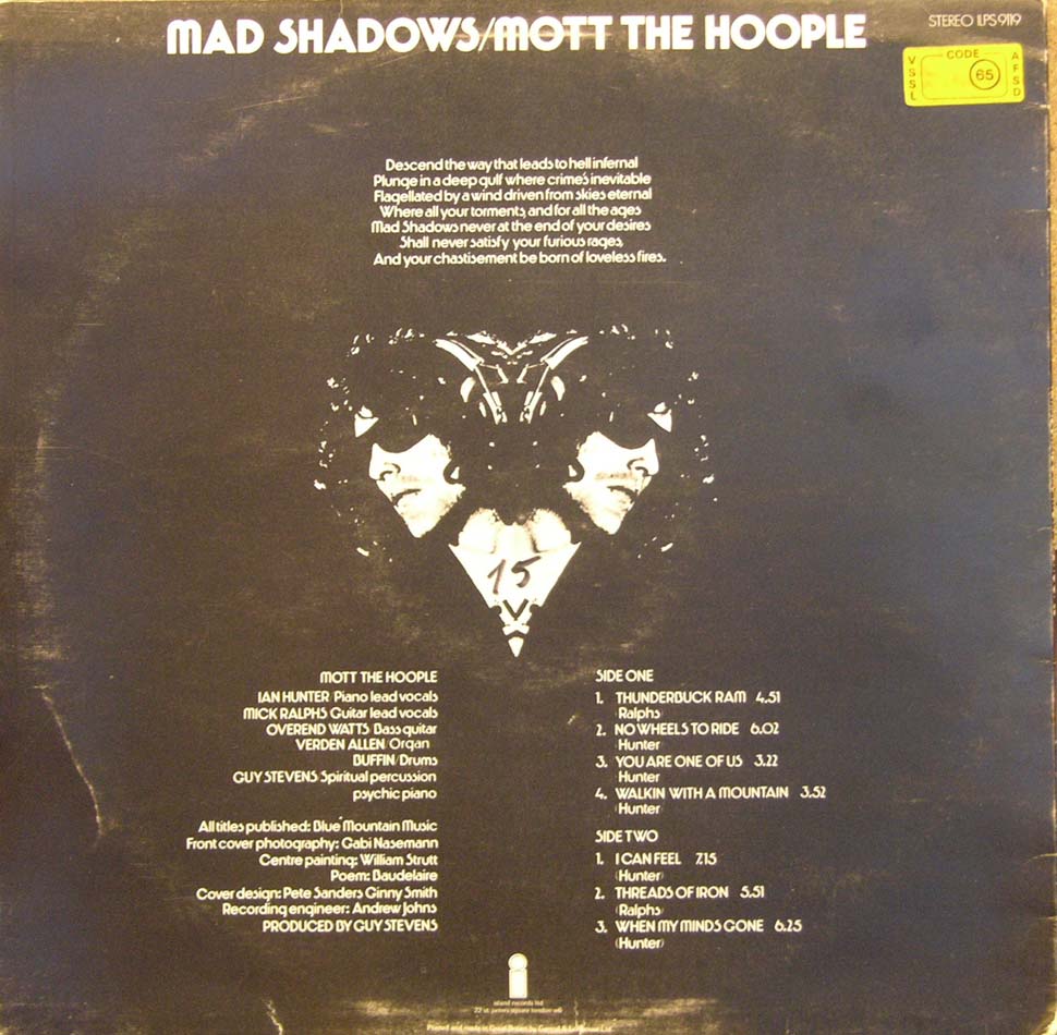 Mott The Hoople - Mad Shadows.back cover